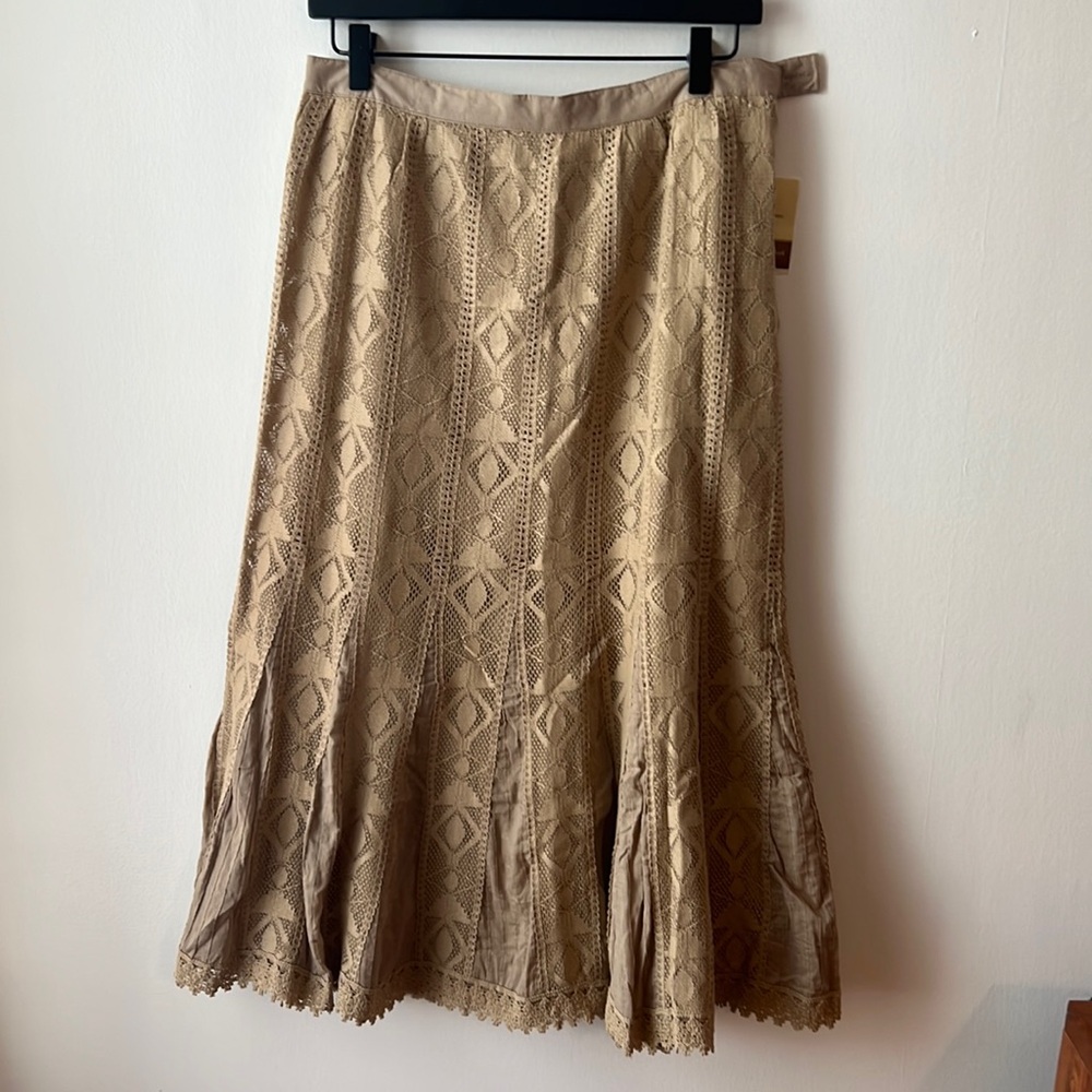 Coldwater Creek NWT Crochet Midi Skirt.  100% Cotton.  Size 8.
